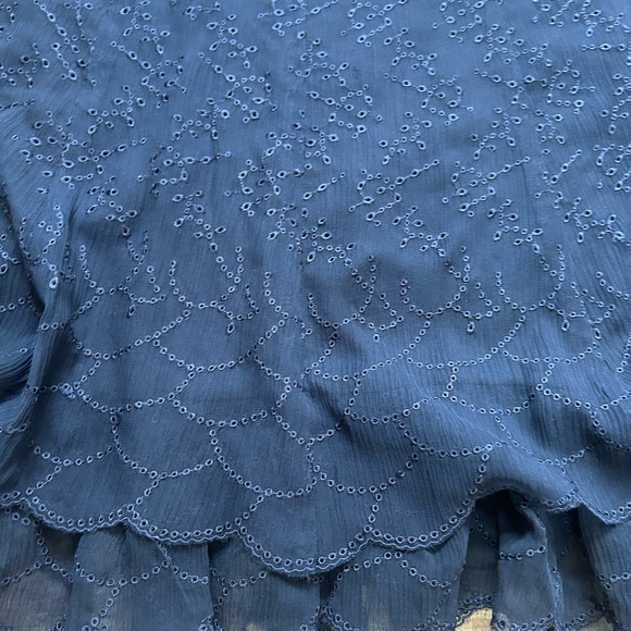 Charter Club Women's Tiered Silk Navy Blue Eyelet Skirt! - Picture 6 of 8